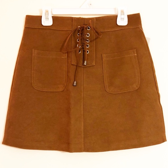 boutique Dresses & Skirts - Khaki Lace Up High Waist Mini Skirt